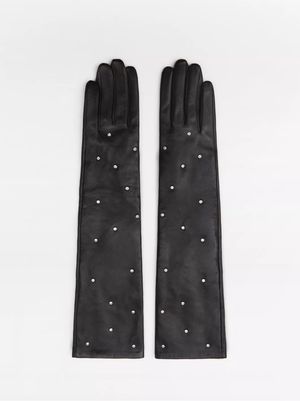 Zara Black Leather Gloves with Rhinestones - NWT
